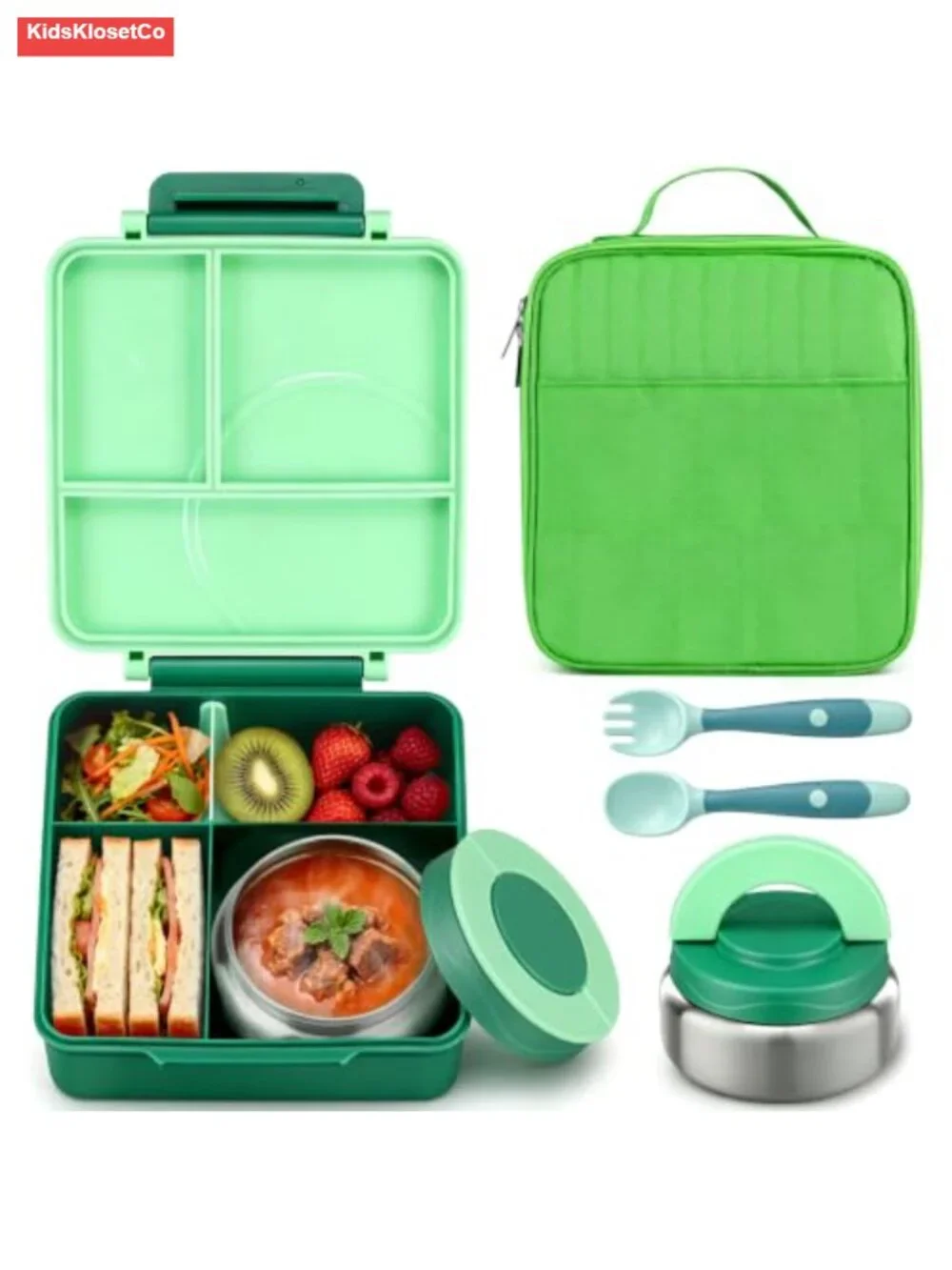 Bento Lunch Box Set for Kids with Thermo Jar and Insulated Bag, Leak-Proof